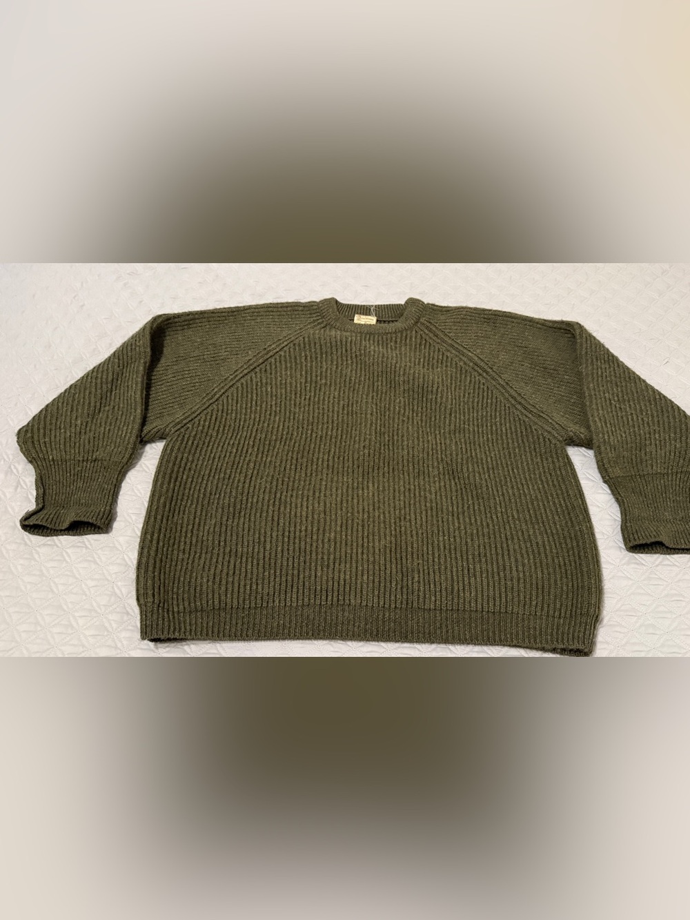 Vintage Dulyn Knitwear Heavy Wool Fisherman Sweater Olive Green UK Made Mens XL